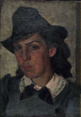 Portrait of the Artist's Wife Yevgenia Wearing a Black Hat